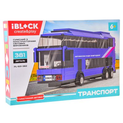 Конструктор IBLOCK ТРАНСПОРТ Туристичний автобус 381 дет. арт. (PL-921-382) 155996 фото